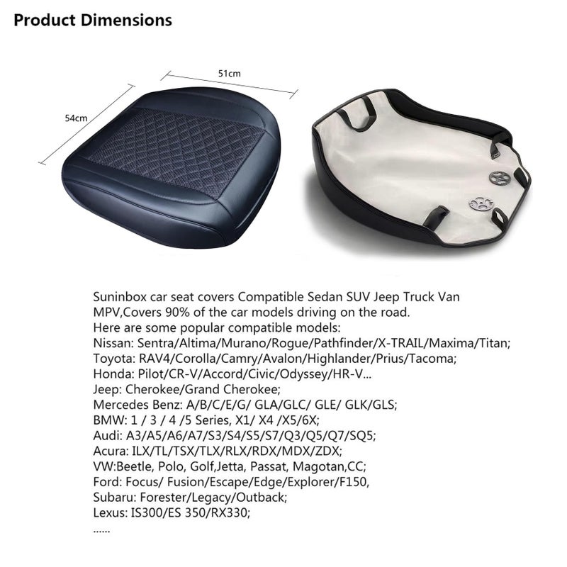 Suninbox Leather Bottom Car Seat Covers,Front Seat Only Black Ice Silk Car Seat Cushion Pad Mat,Ventilated Breathable,Car Seat Protector for Leather Seats (1 Pack Black) - Image 4